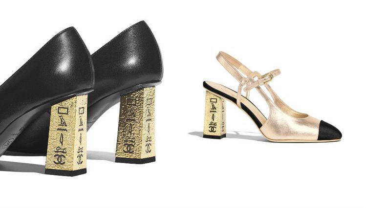 香奈儿2019 paris- new york工坊系列鞋款,鞋跟上的埃及文字藏了品牌